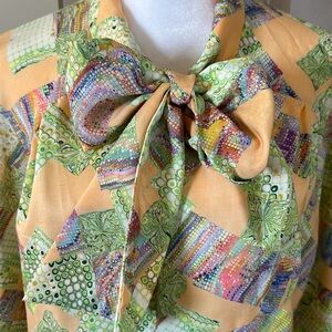 Vintage 60's/70 Stockton Pussycat-Bow Secretary Bow Tie Blouse 16/38 FANTASTIC!